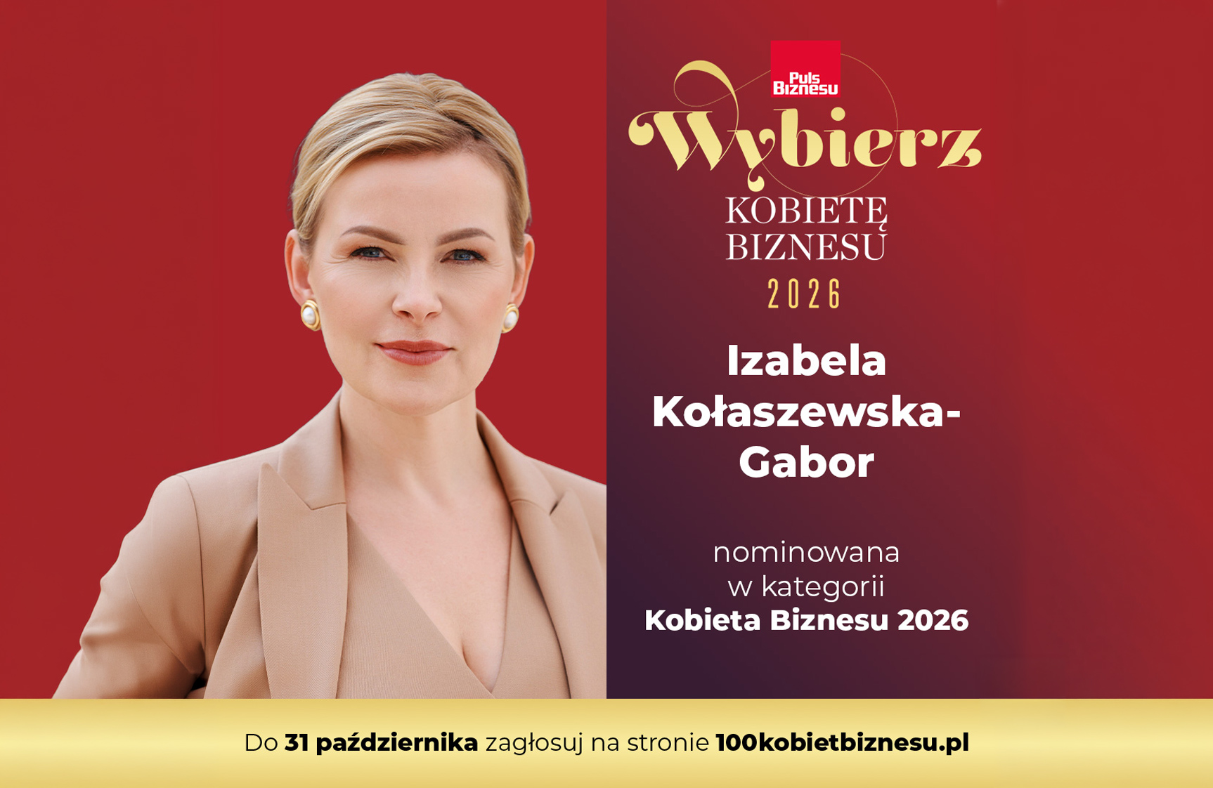 Izabela Kołaszewska-Gabor nominated in the 100 Women in Business plebiscite